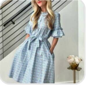 NEW ROBERT FRIEDMAN chain link dress in blue